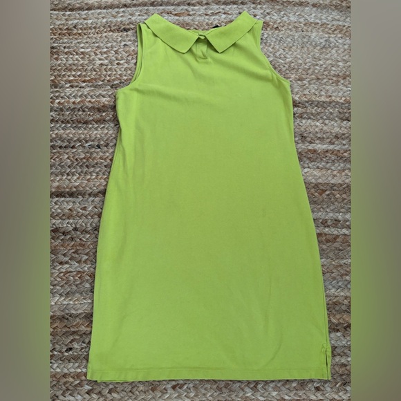 Talbots Medium Petite Bright Green Collared Boat Neck Dress Preppy - Picture 6 of 6